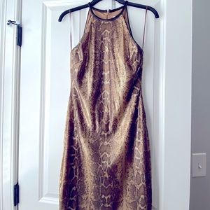 Cache Gold Sequin Snake Print Cocktail Dress
